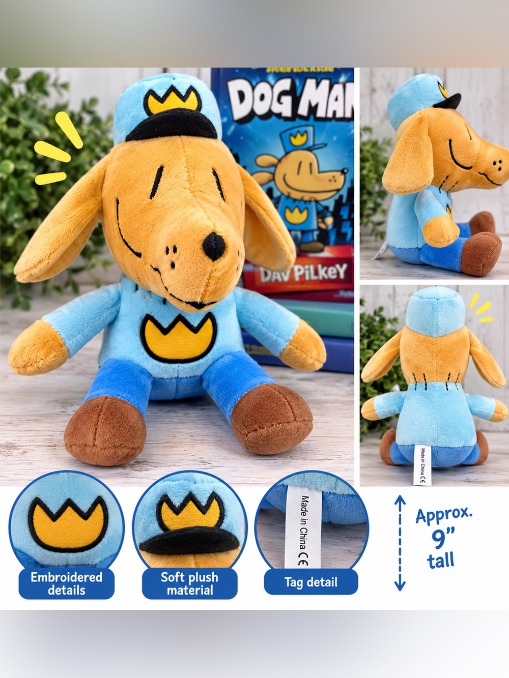 Dog Man Plush - Dav Pilkey Character Stuffed Animal